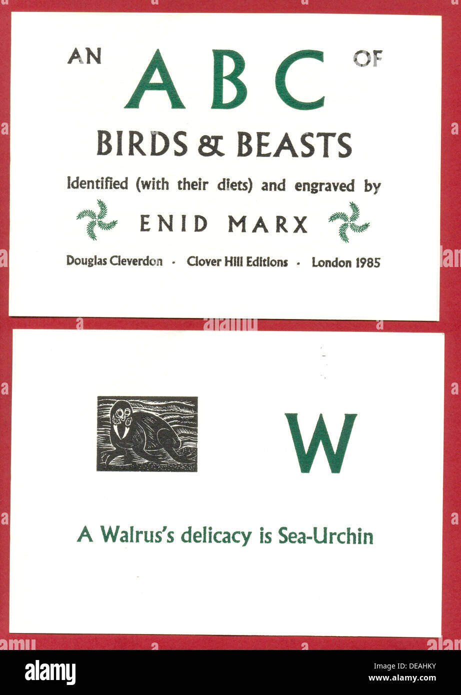 Editore della pubblicità per un ABC di uccelli e bestie da Enid Marx Foto Stock