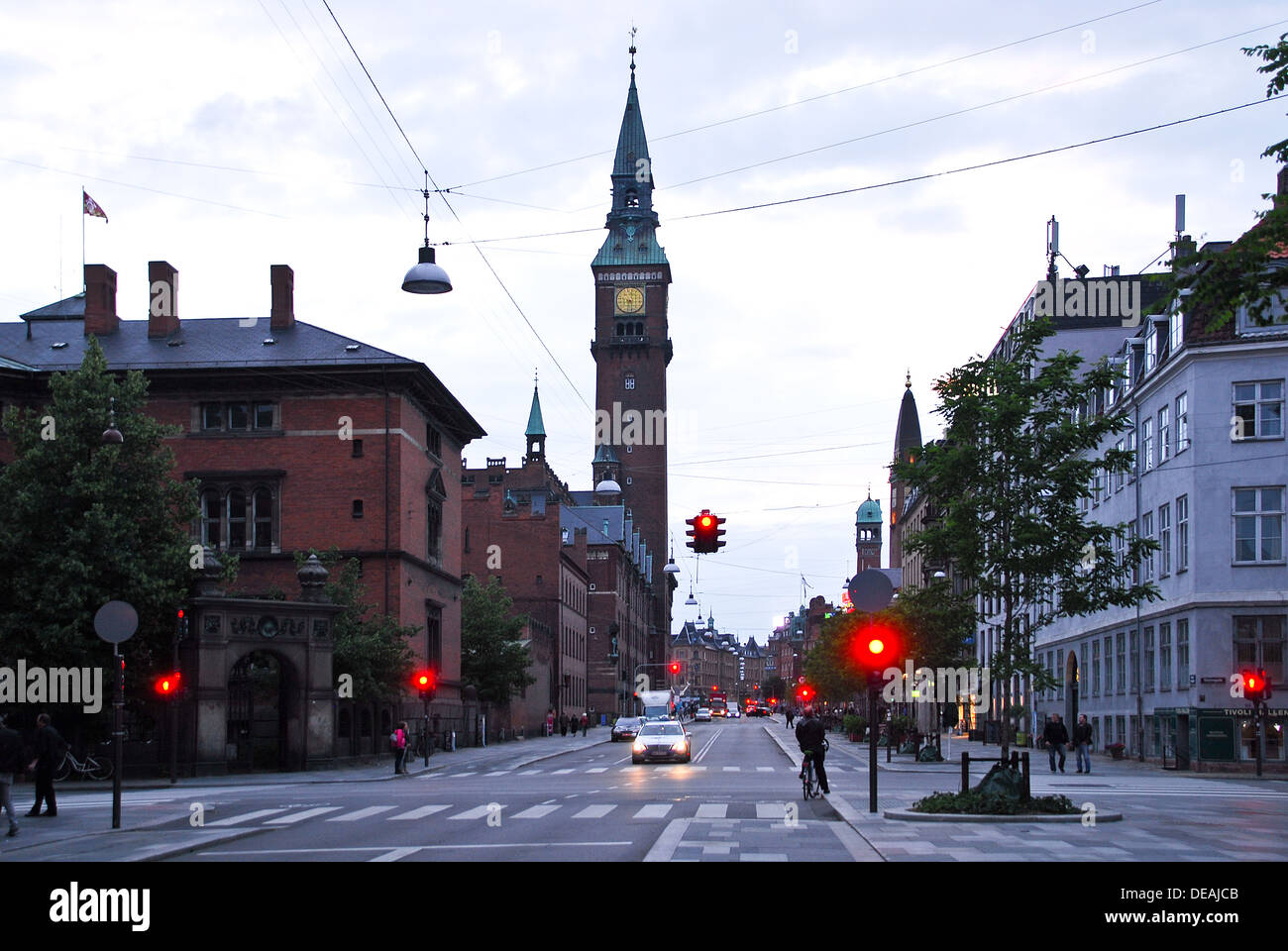 Municipio di Copenaghen di notte Foto Stock
