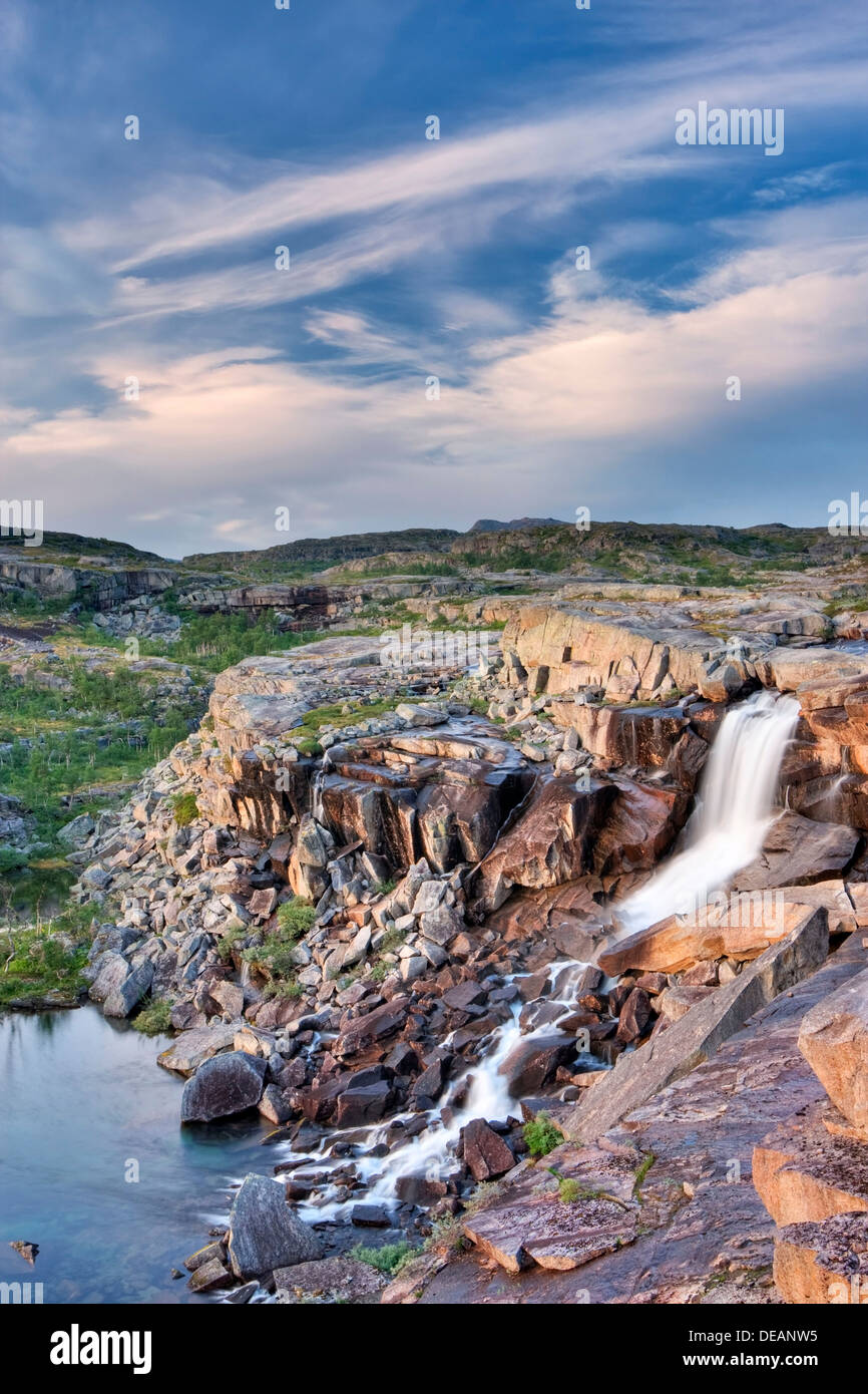 Cascata in Rago National Park, Nordland county, Norvegia, Scandinavia, Europa Foto Stock