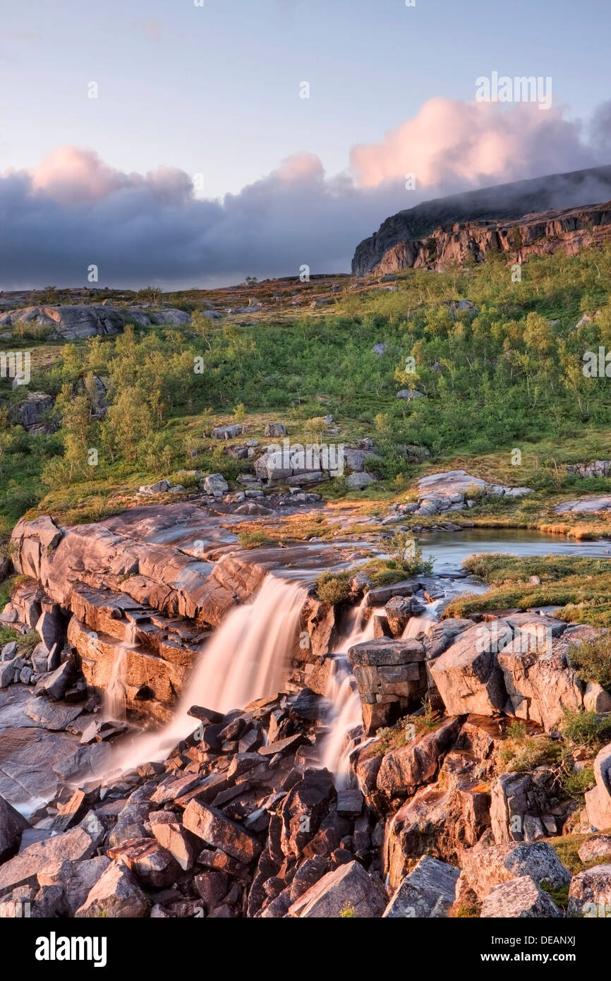 Cascata in Rago National Park, Nordland county, Norvegia, Scandinavia, Europa Foto Stock