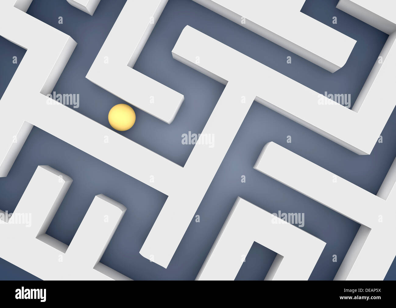 Il labirinto, un labirinto, con una sfera o sfera, immagine simbolica per 'Percorso di successo" ricerca, 3D illustrazione Foto Stock