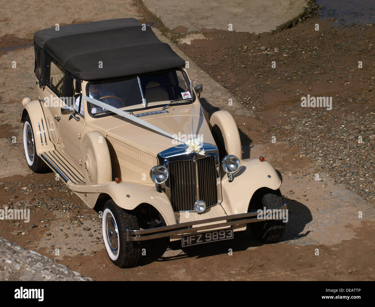 Vintage Bentley auto nozze, Bude, Cornwall, Regno Unito 2013 Foto Stock