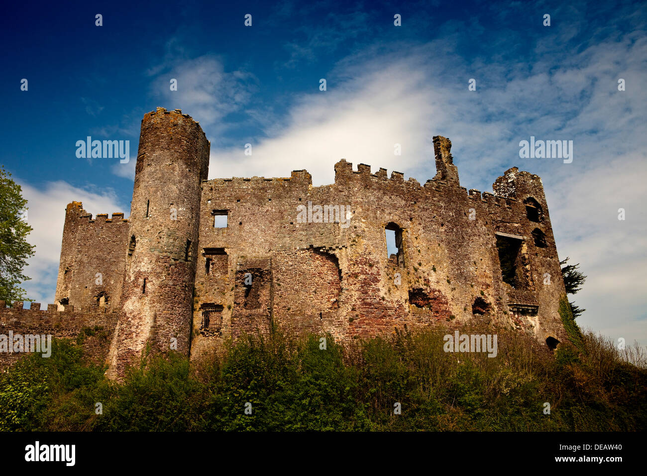 Laugharne Castello, Laugharne, southern Carmarthenshire, Galles Foto Stock