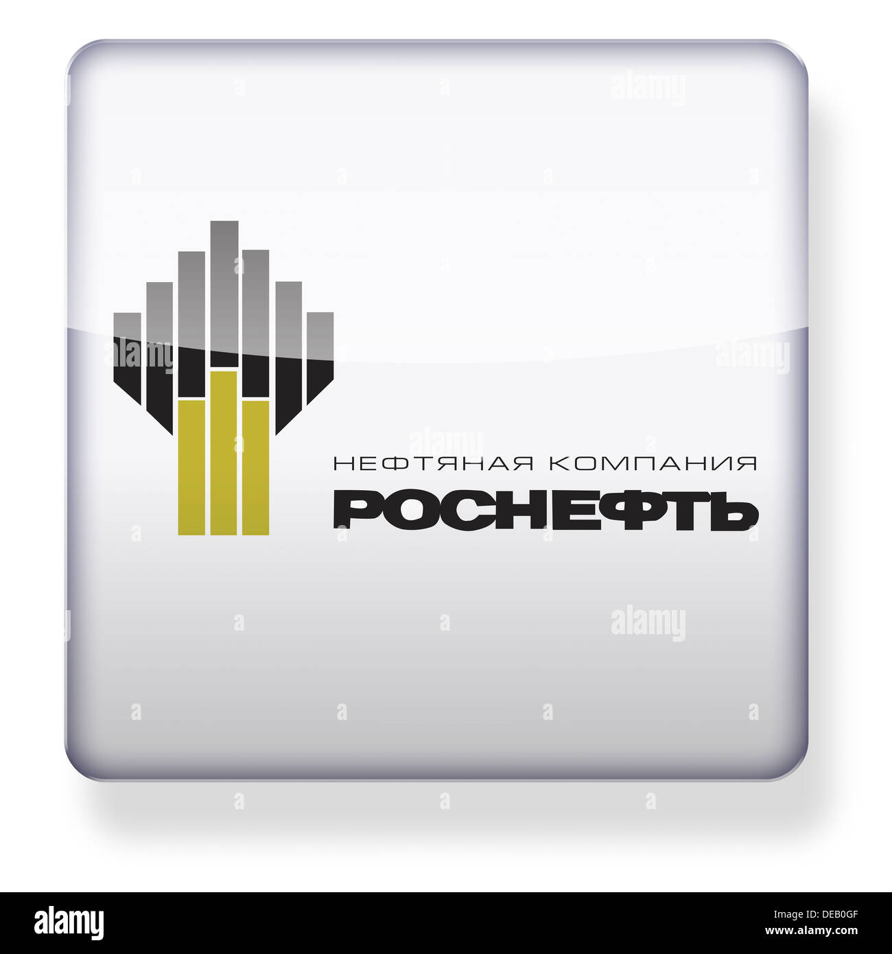 Rosneft logo russo come l'icona di un'app. Percorso di clipping incluso. Foto Stock