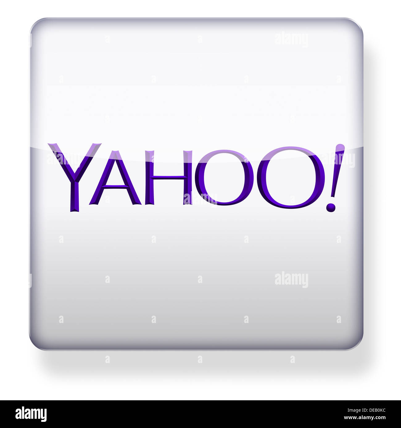 Nuovo logo Yahoo come l'icona di un'app. Percorso di clipping incluso. Foto Stock