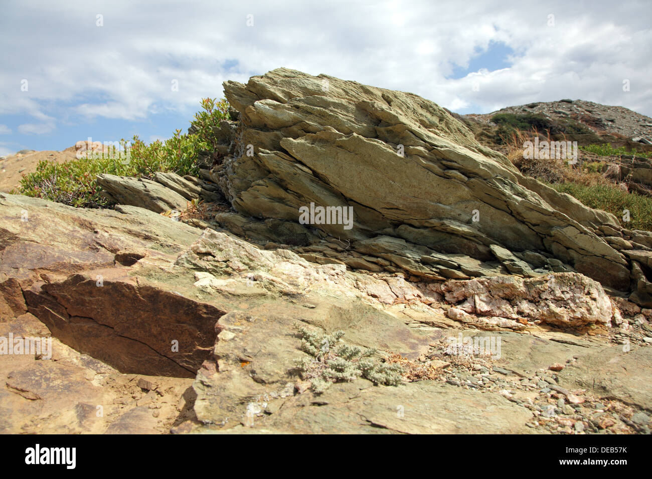 Rocce di close-up su un isola di Creta, Grecia Foto Stock
