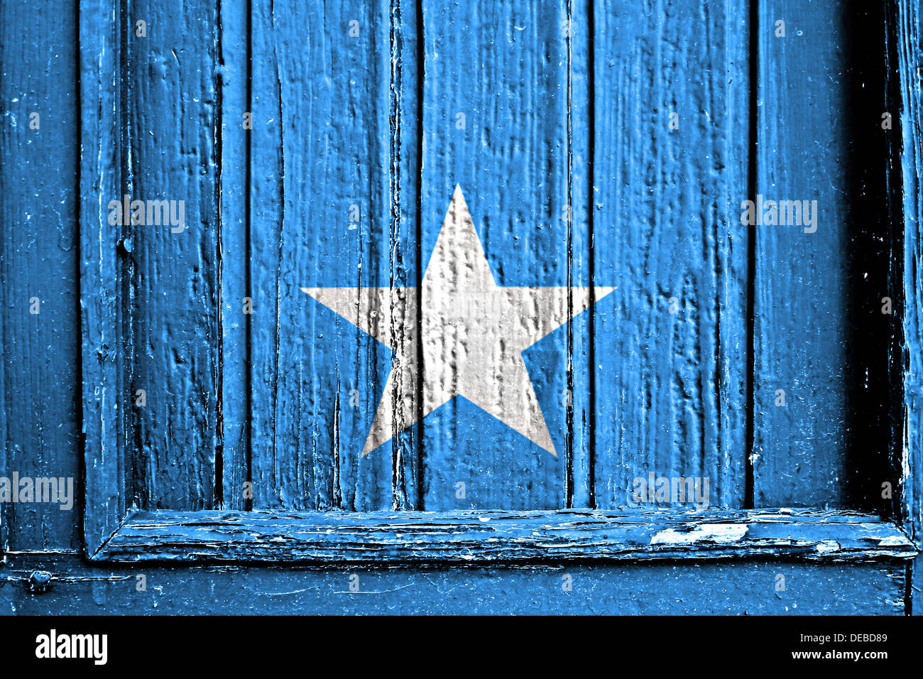 Bandiera della Somalia dipinta sul telaio in legno Foto Stock