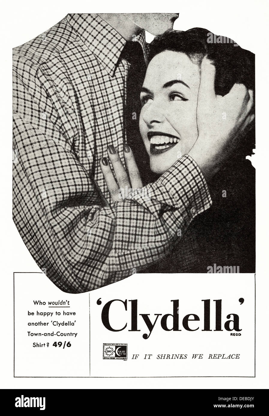 Pubblicità Pubblicità CLYDELLA uomini camicie magazine advert 1954 circa Foto Stock