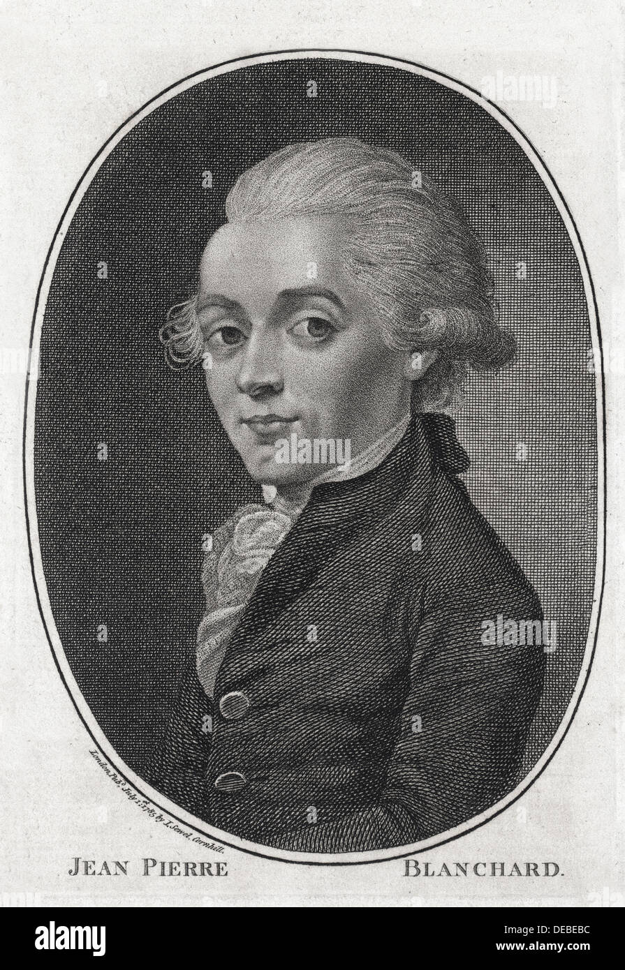 Jean-Pierre Blanchard - Francese balloonist - Incisione - XVIII secolo Foto Stock