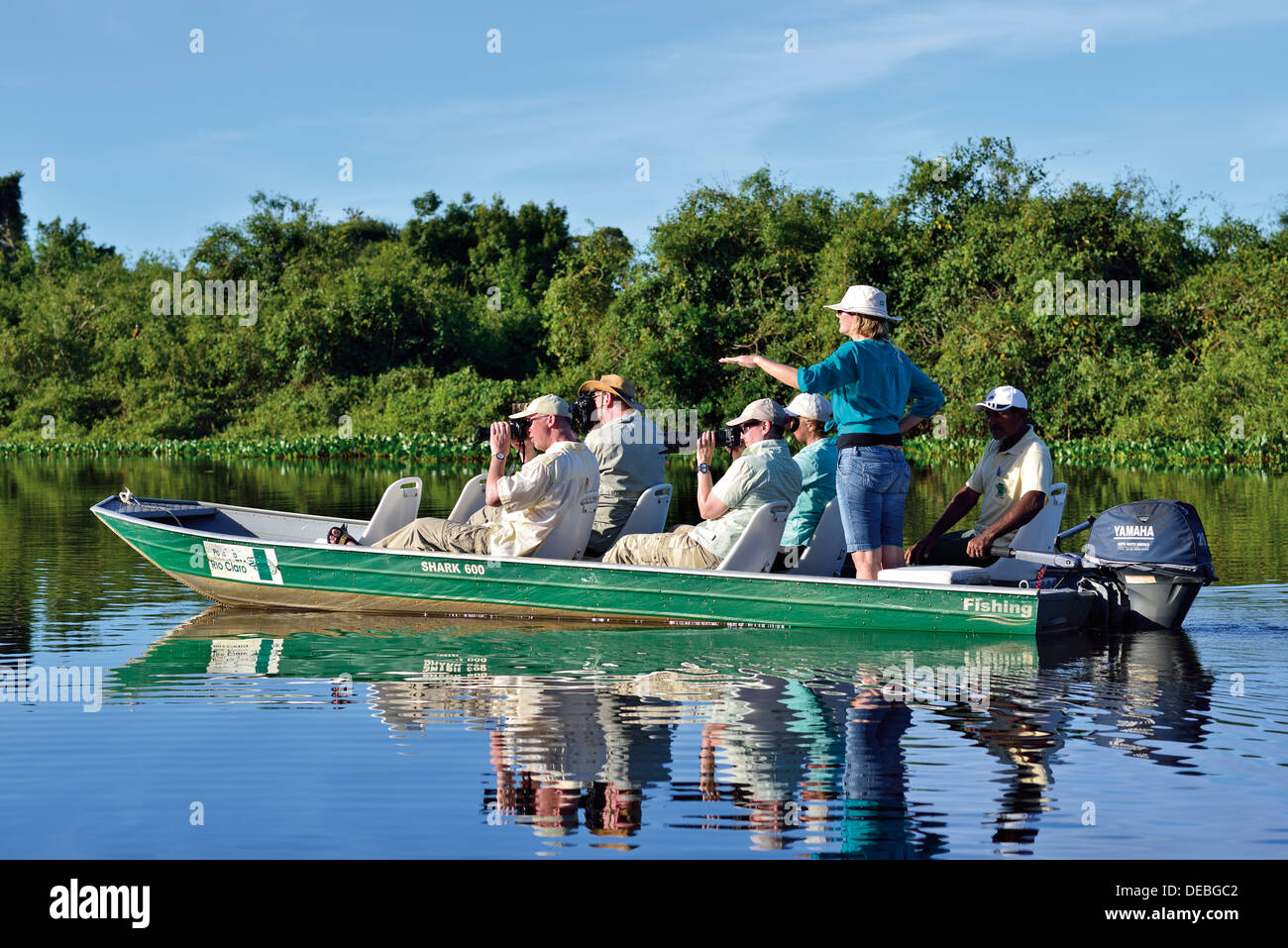 Il Brasile, Pantanal: safari in barca da Pousada Rio Claro sul fiume Rio Claro Foto Stock