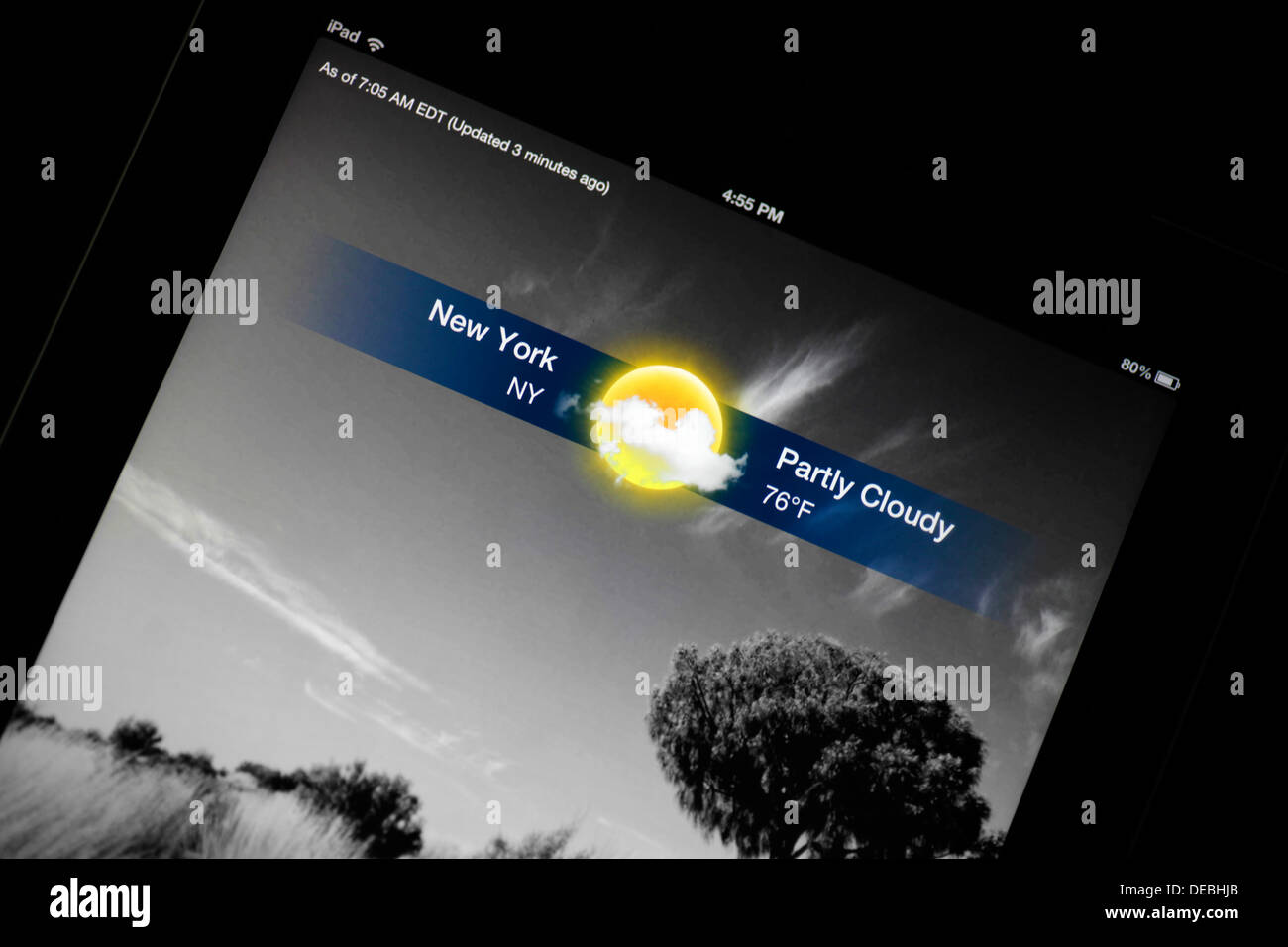 Apple iPad la visualizzazione del canale meteo App Foto Stock