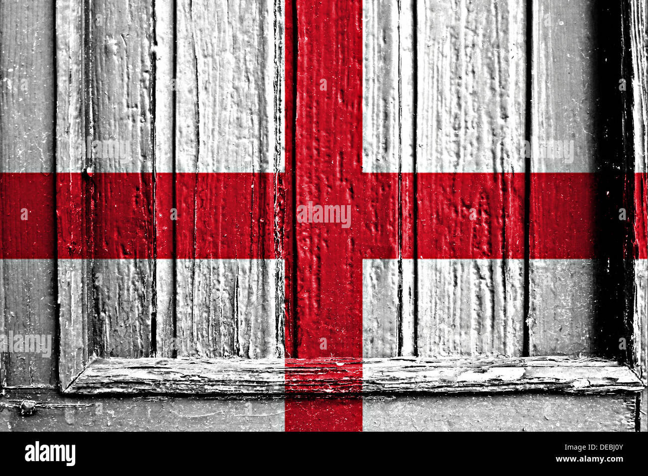 Bandiera dell'Inghilterra dipinta sul telaio in legno Foto Stock
