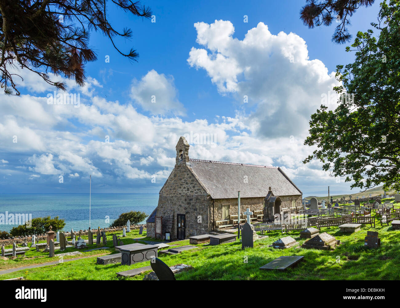 St Tudno la Chiesa sul Great Orme, Llandudno, Conwy, Galles del Nord, Regno Unito Foto Stock