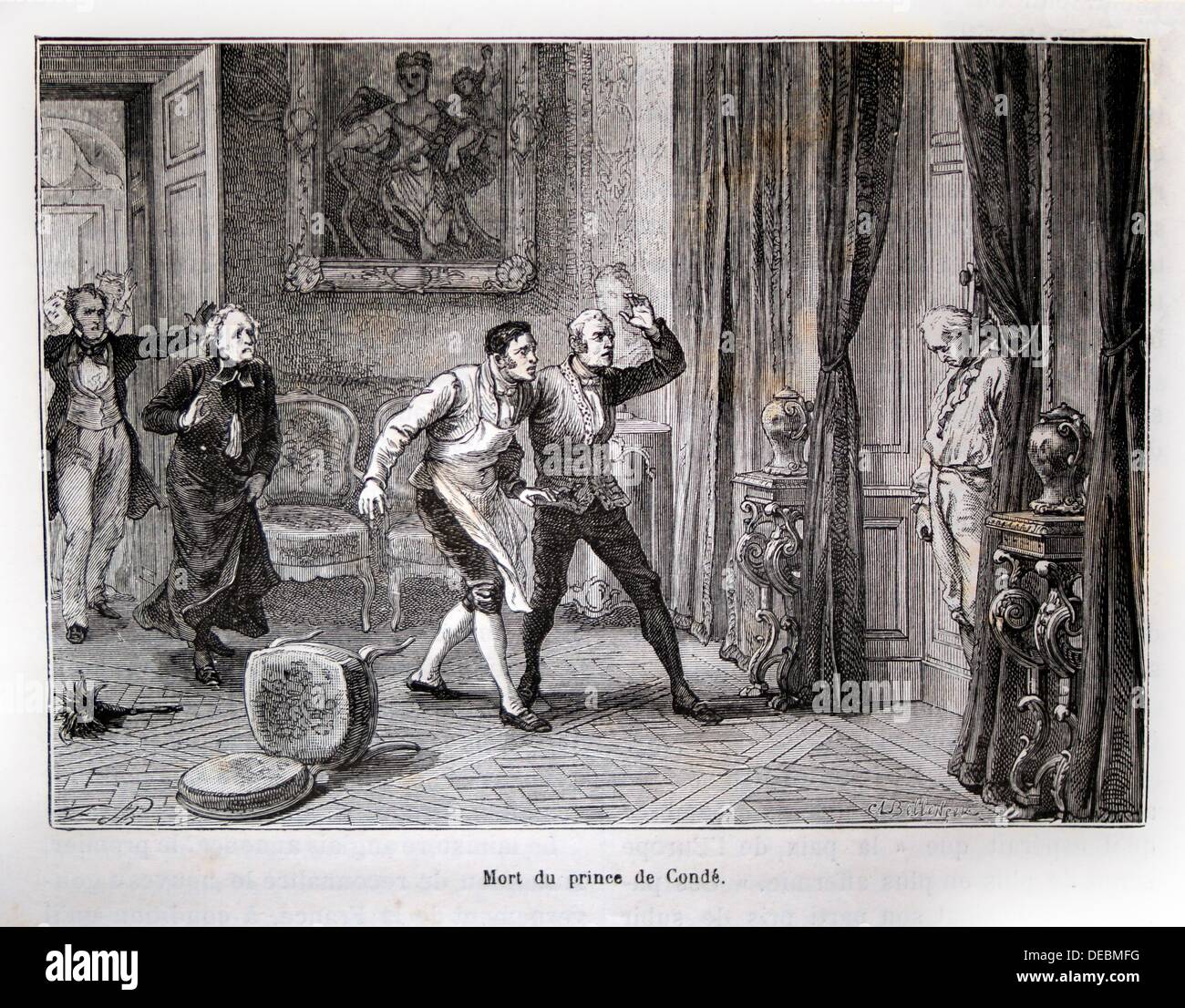 Francia, storia del XIX secolo - La Mort du prince de Condé Louis Henri de Bourbon Duca di Borbone, Barone di Candé Louis Henri Foto Stock