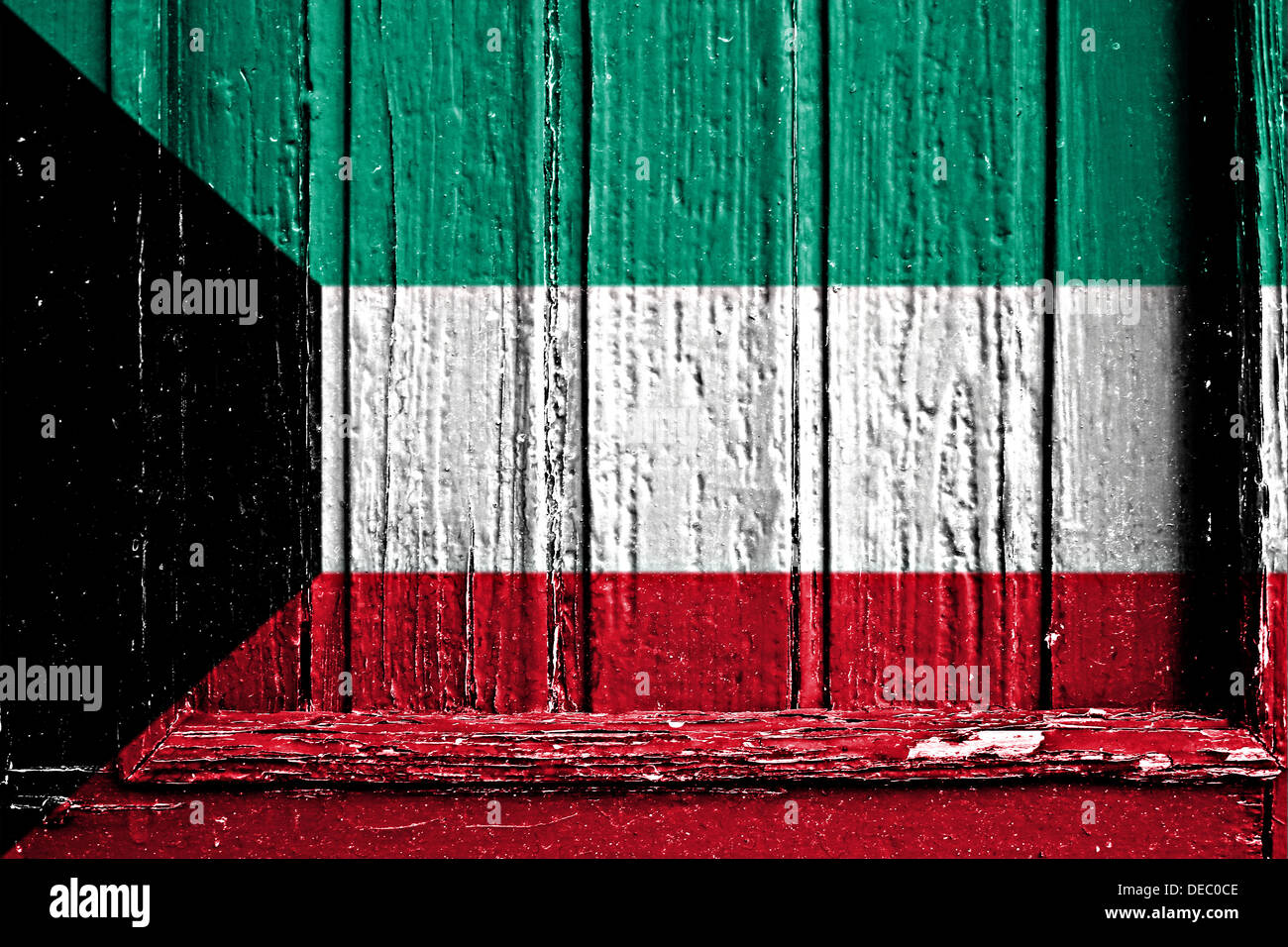 Bandiera del Kuwait dipinta su un telaio in legno Foto Stock
