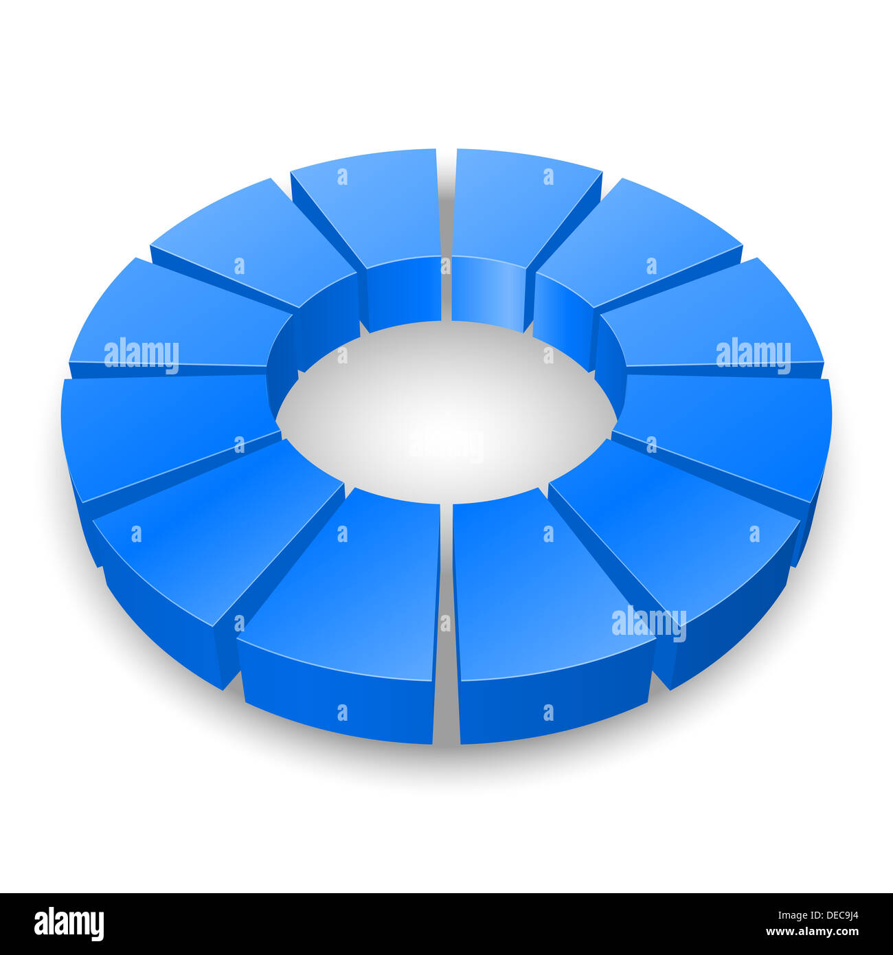 Illustrazione di blu diagramma circolare isolati su sfondo bianco. Foto Stock