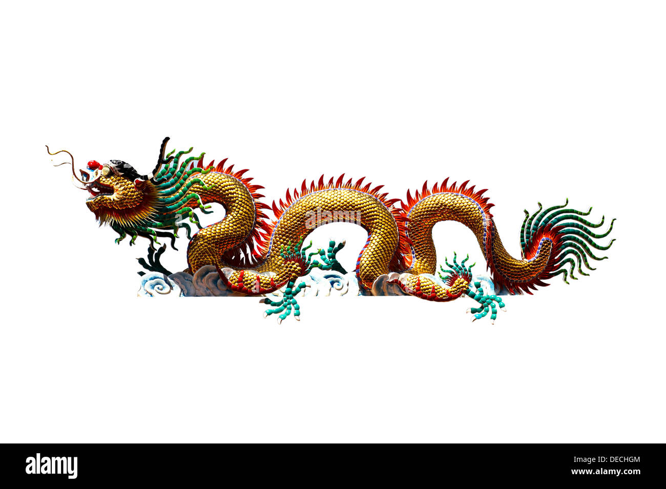 Dragon statua isolata con percorso di clipping. Foto Stock