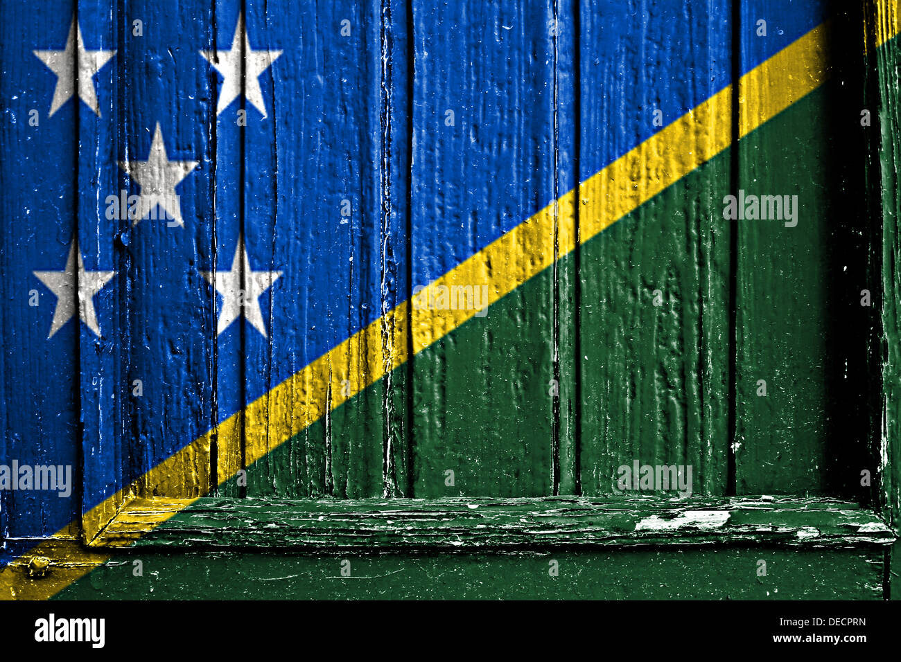Bandiera delle Isole Salomone dipinta su un telaio in legno Foto Stock