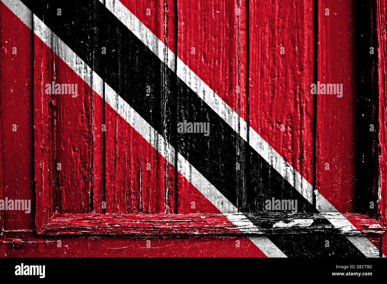 Bandiera di Trinidad e Tobago dipinta su un telaio in legno Foto Stock