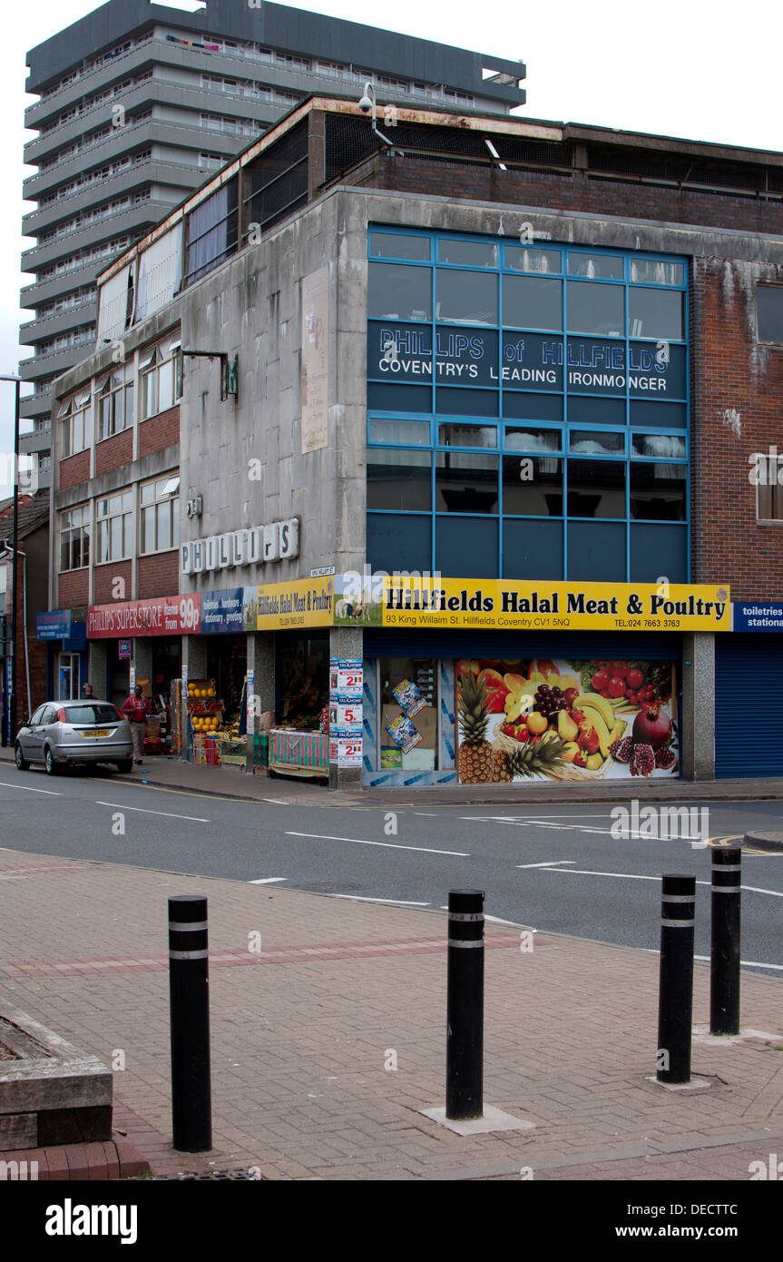 Macellai Halal shop, Hillfields, Coventry, Regno Unito Foto Stock