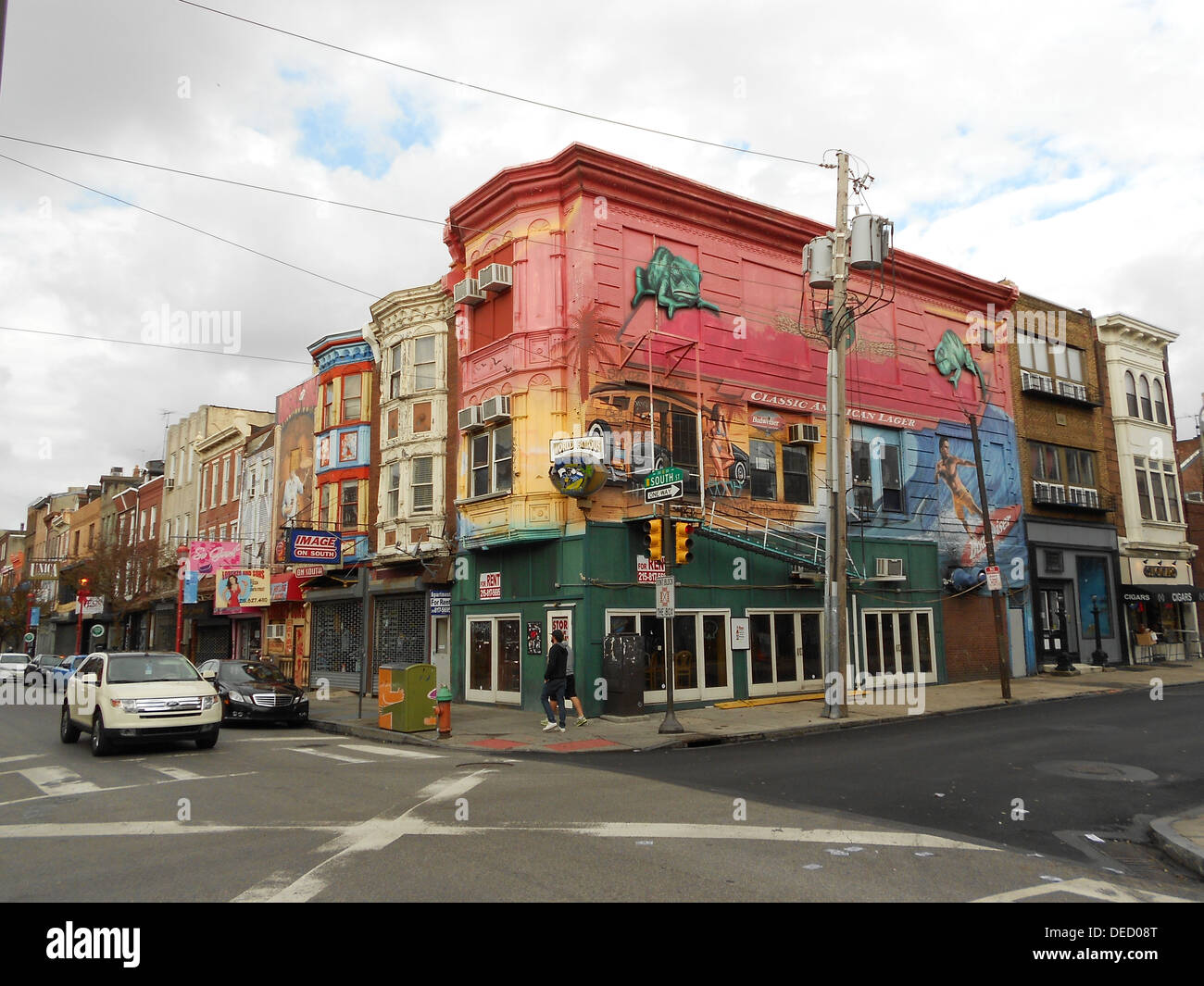 Angolo nord-ovest di South Street e la seconda strada a Philadelphia, Pennsylvania, STATI UNITI D'AMERICA Foto Stock