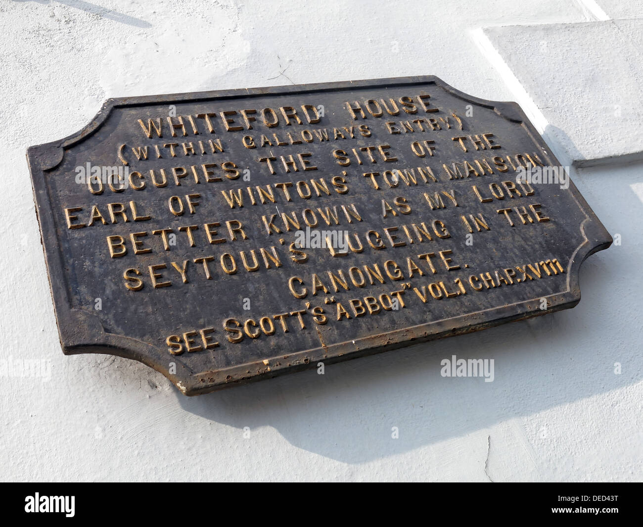 Casa Whiteford placca, Canongate, Holyrood Edinburgh Scozia Scotland Foto Stock