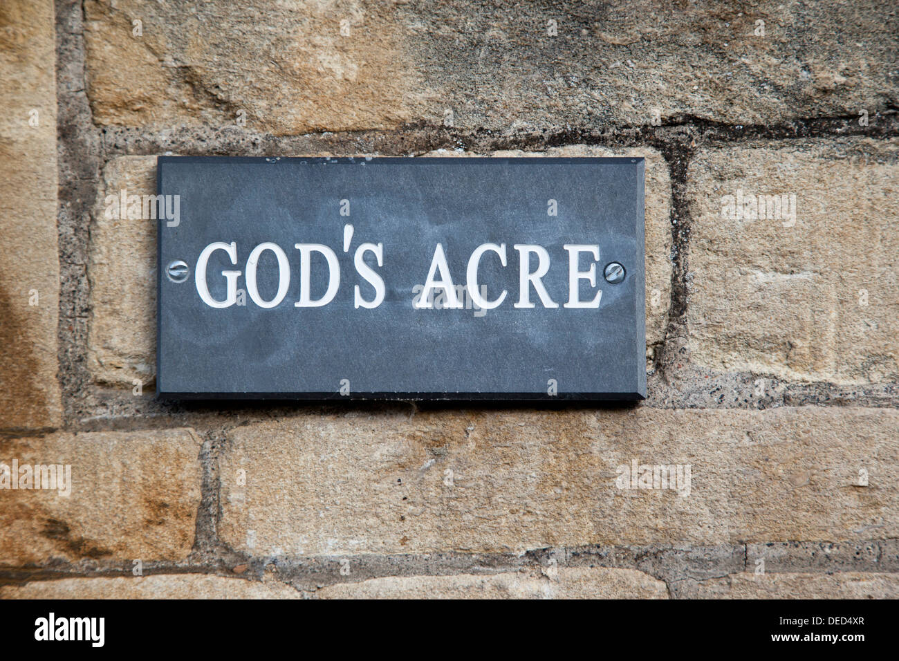 La placca su Dio Acro Cottage, Devizes, Wiltshire, Inghilterra Foto Stock