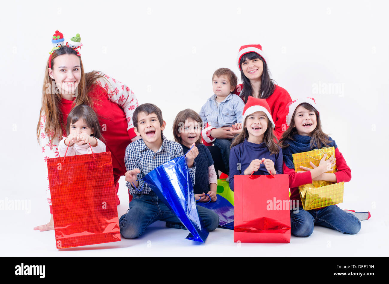 Il tempo di Natale in una grande famiglia Foto Stock