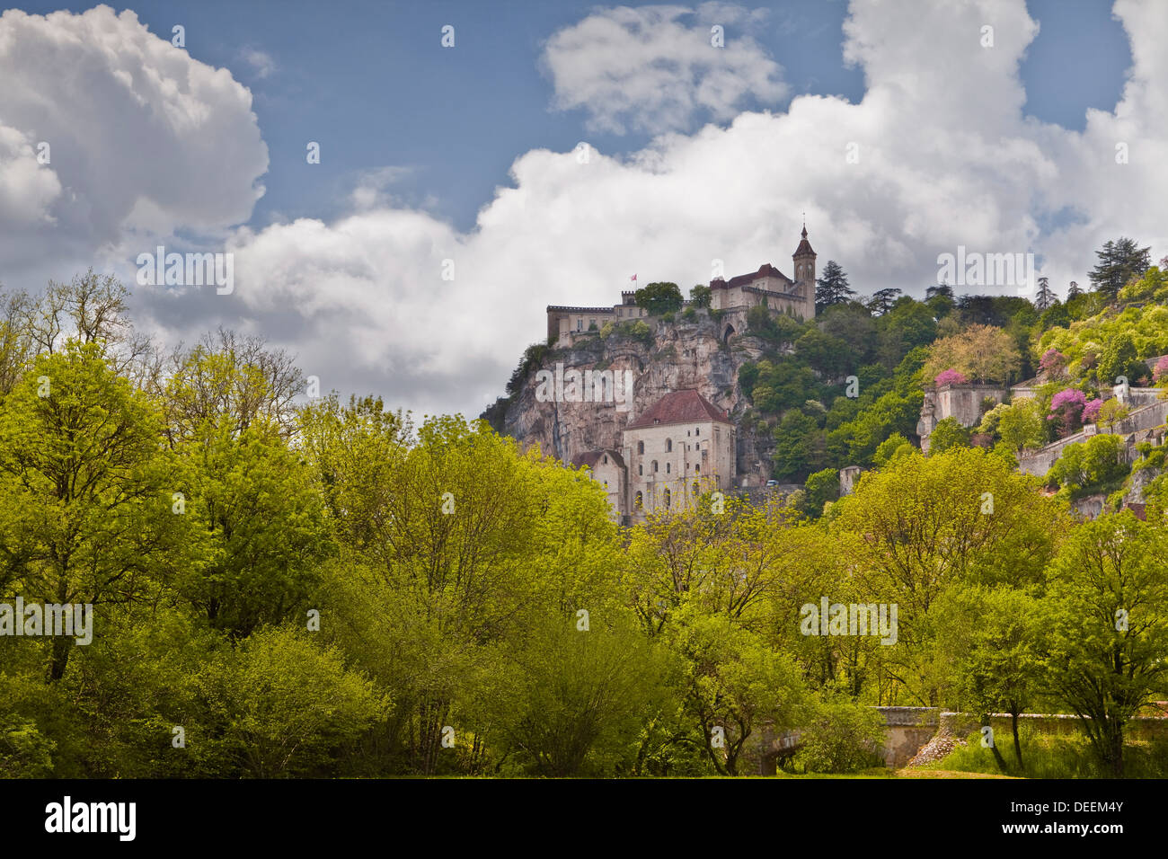 Il borgo antico di Rocamadour, meta di pellegrinaggio, nella zona di Lot, Francia, Europa Foto Stock