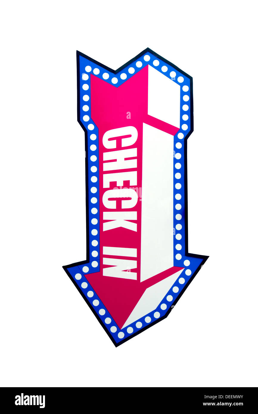 Segno di freccia isolare su sfondo bianco. Foto Stock