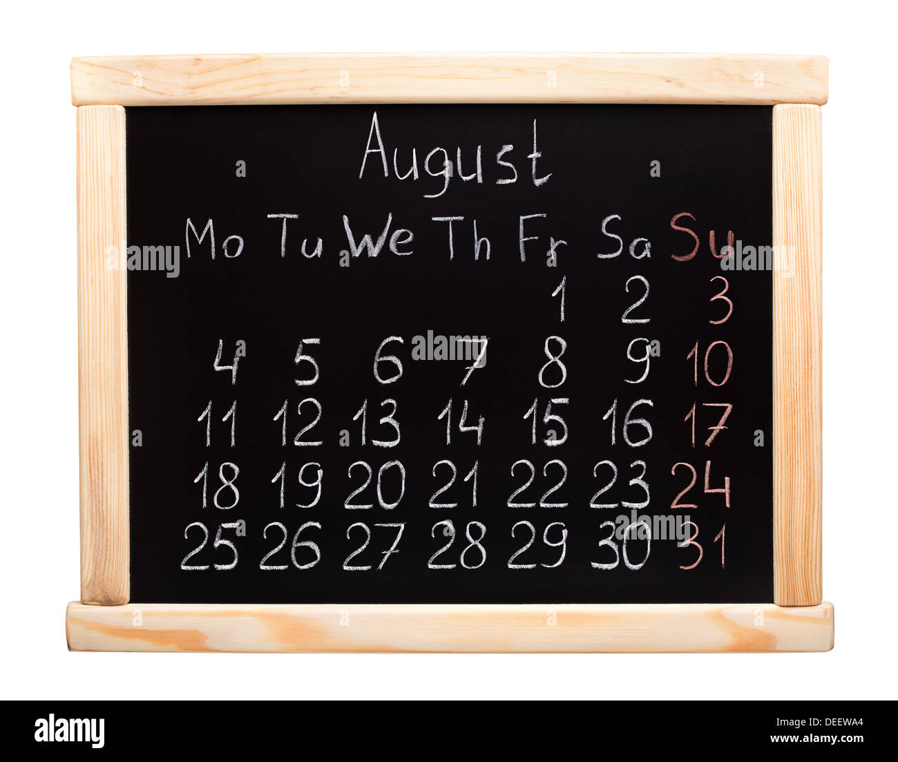 Il calendario 2014. Agosto Foto Stock