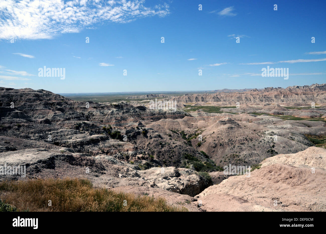 Parco nazionale Badlands, South Dakota, vista da Badlands Loop Road. Foto Stock