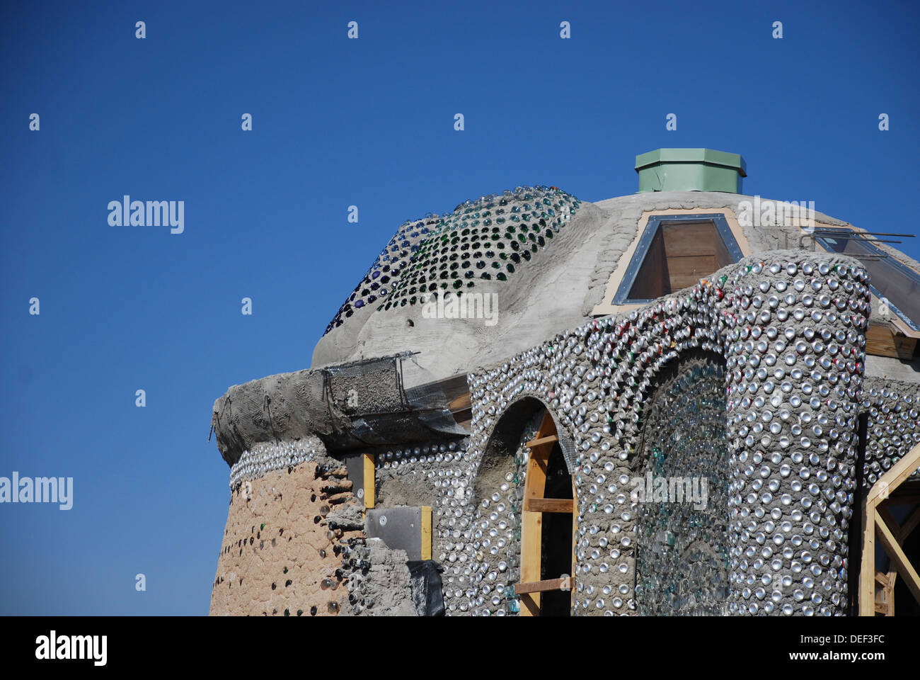 EARTHSHIP comunità riciclato, UAT NM Foto Stock