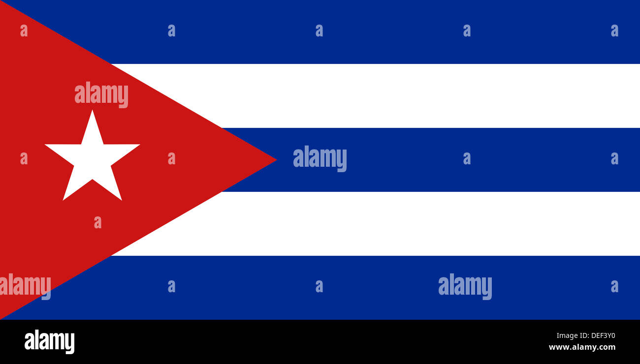 Bandiera cubana di Cuba - proporzioni: 2:1 - Colori: rosso, bianco, blu Foto Stock