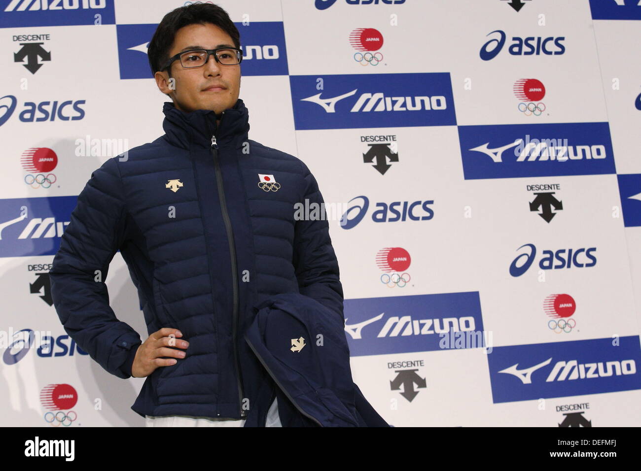 Joji Kato, Settembre 18, 2013 : Una conferenza stampa sulla presentazione del Giappone national team ufficiale sportswear per Sochi 2014 giochi olimpici invernali a Ajinomoto NTC, Tokyo, Giappone. © AFLO SPORT/Alamy Live News Foto Stock