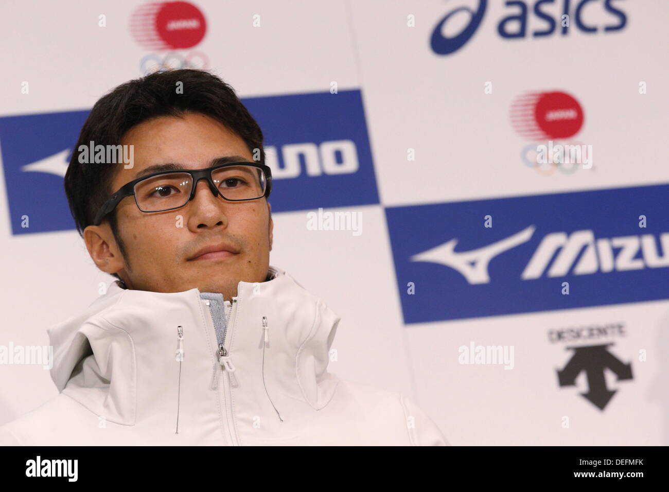 Joji Kato, Settembre 18, 2013 : Una conferenza stampa sulla presentazione del Giappone national team ufficiale sportswear per Sochi 2014 giochi olimpici invernali a Ajinomoto NTC, Tokyo, Giappone. © AFLO SPORT/Alamy Live News Foto Stock