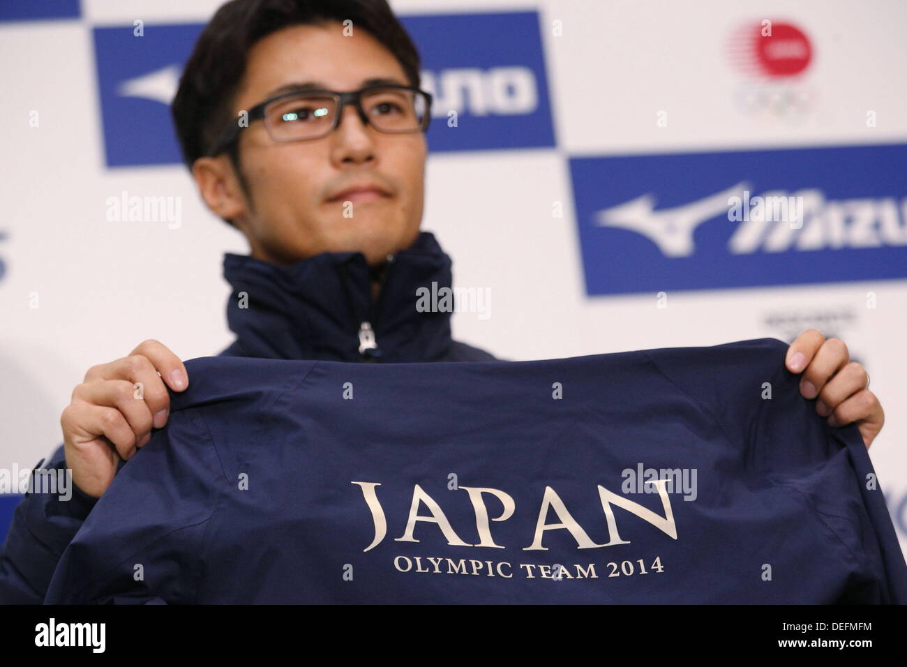 Joji Kato, Settembre 18, 2013 : Una conferenza stampa sulla presentazione del Giappone national team ufficiale sportswear per Sochi 2014 giochi olimpici invernali a Ajinomoto NTC, Tokyo, Giappone. © AFLO SPORT/Alamy Live News Foto Stock