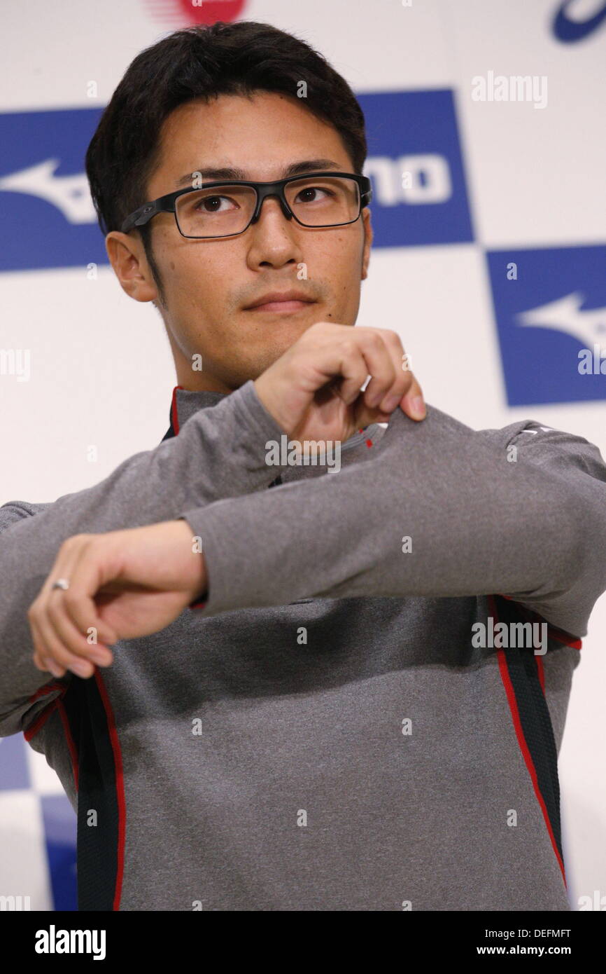 Joji Kato, Settembre 18, 2013 : Una conferenza stampa sulla presentazione del Giappone national team ufficiale sportswear per Sochi 2014 giochi olimpici invernali a Ajinomoto NTC, Tokyo, Giappone. © AFLO SPORT/Alamy Live News Foto Stock