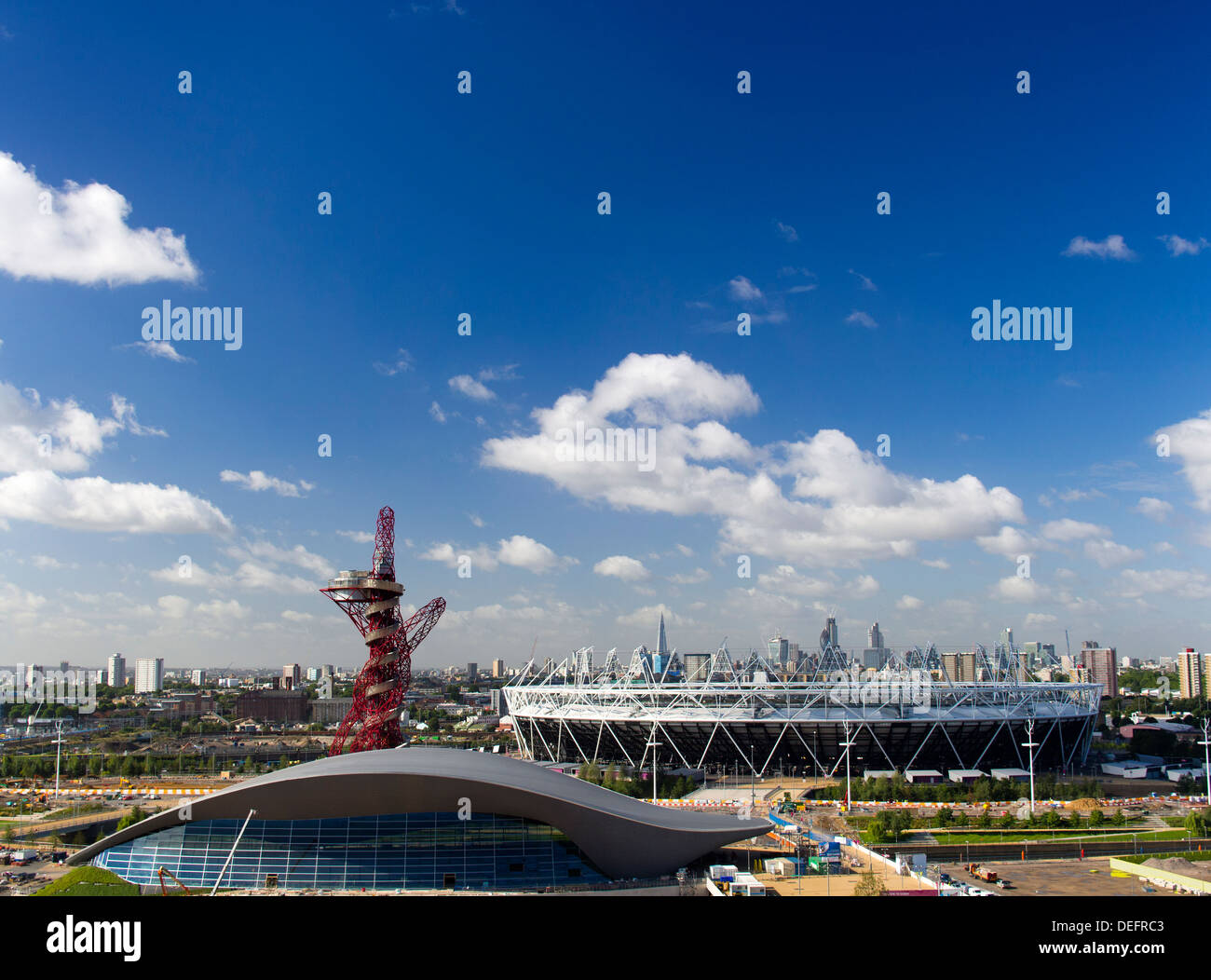 Il Parco Olimpico di Stratford, Londra sotto la riqualificazione in settembre, 2013 6 Foto Stock