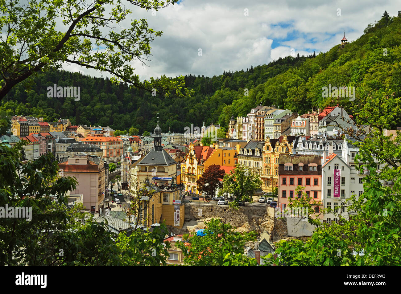 Storico sezione termale di Karlovy Vary, Boemia, Repubblica Ceca, Europa Foto Stock