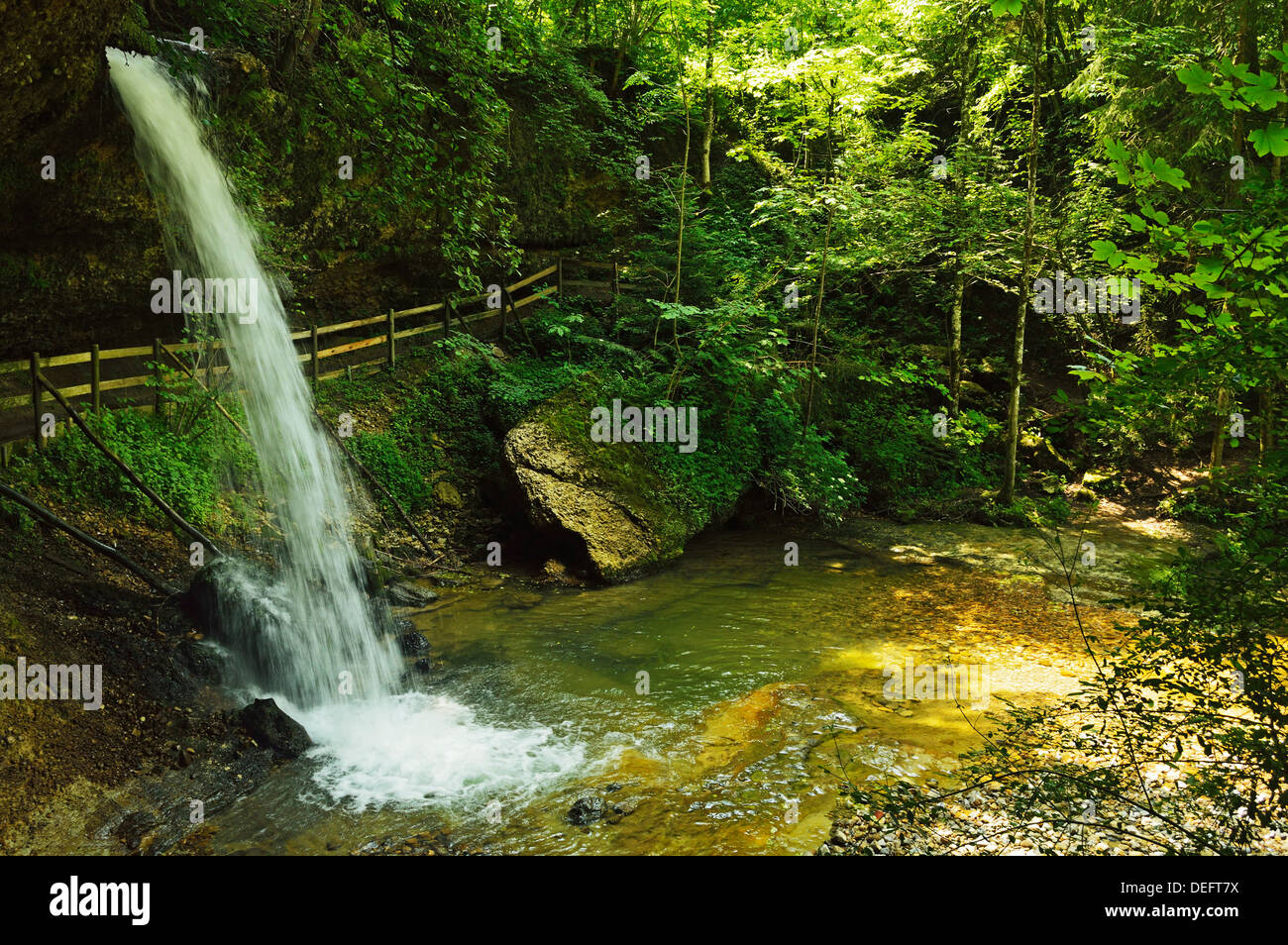 Scheidegg cascate Natura Park, Scheidegg, Baviera, Germania, Europa Foto Stock