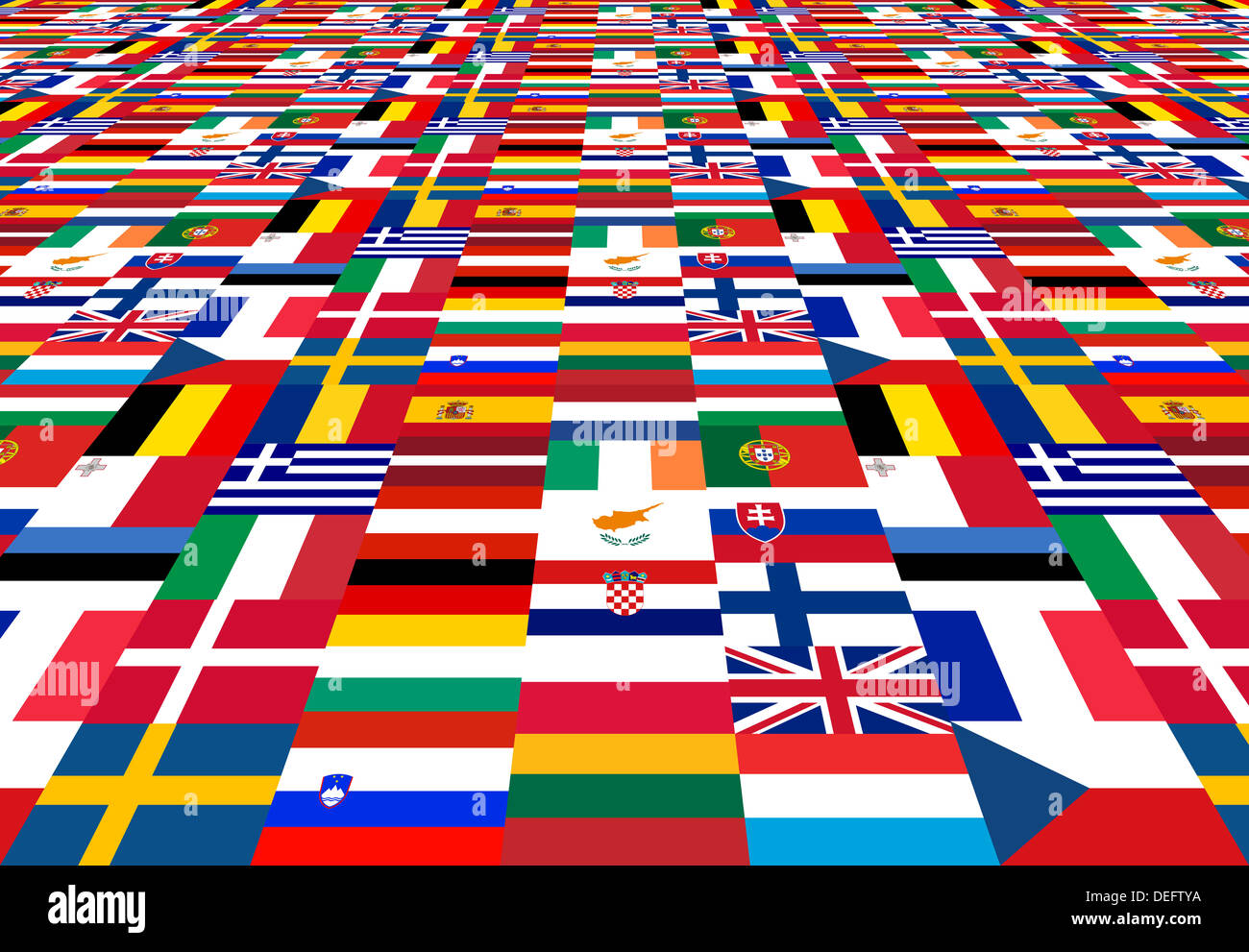Bandiere nazionali degli Stati membri della UE Foto Stock