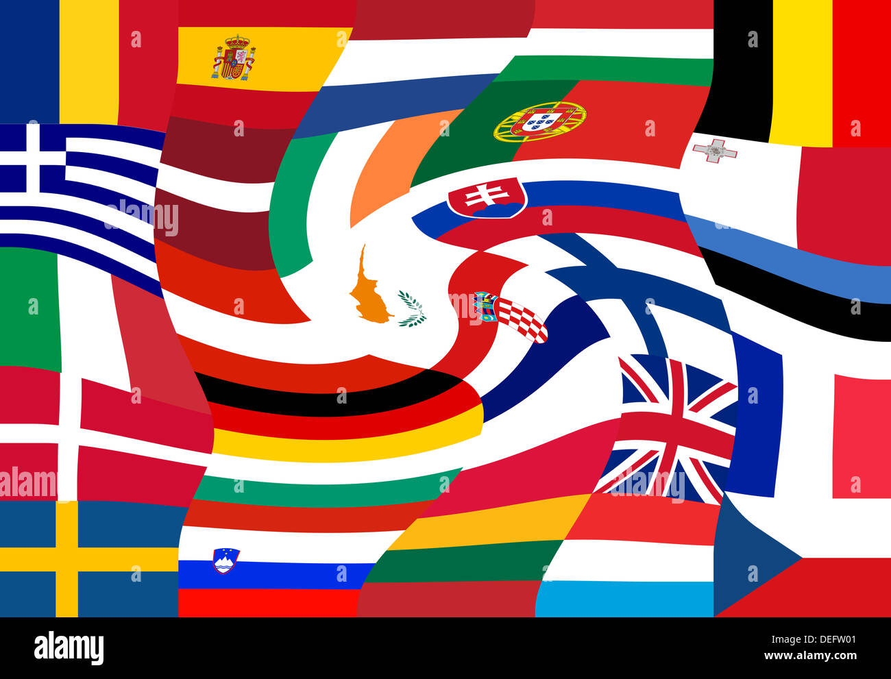 Bandiere nazionali degli Stati membri della UE Foto Stock