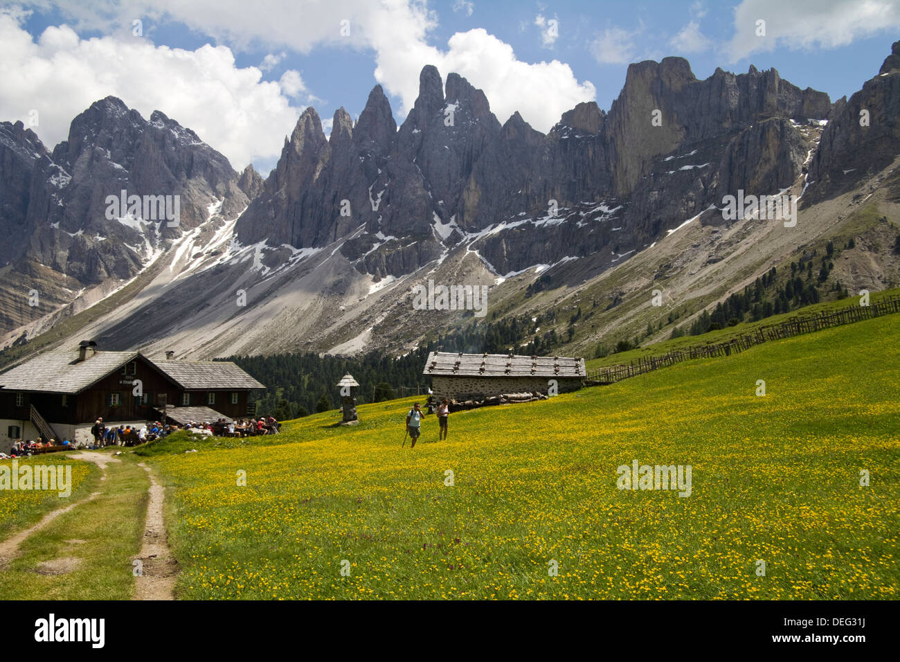 Escursioni nelle Dolomiti del Trentino Foto Stock