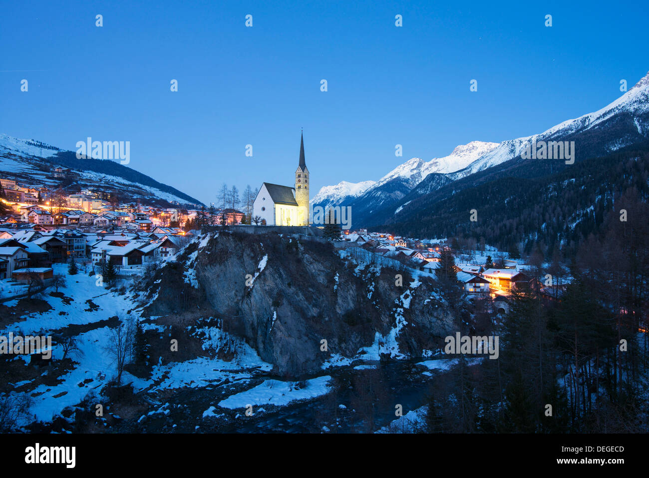 Scuol, Grigioni, alpi svizzere, Svizzera, Europa Foto Stock