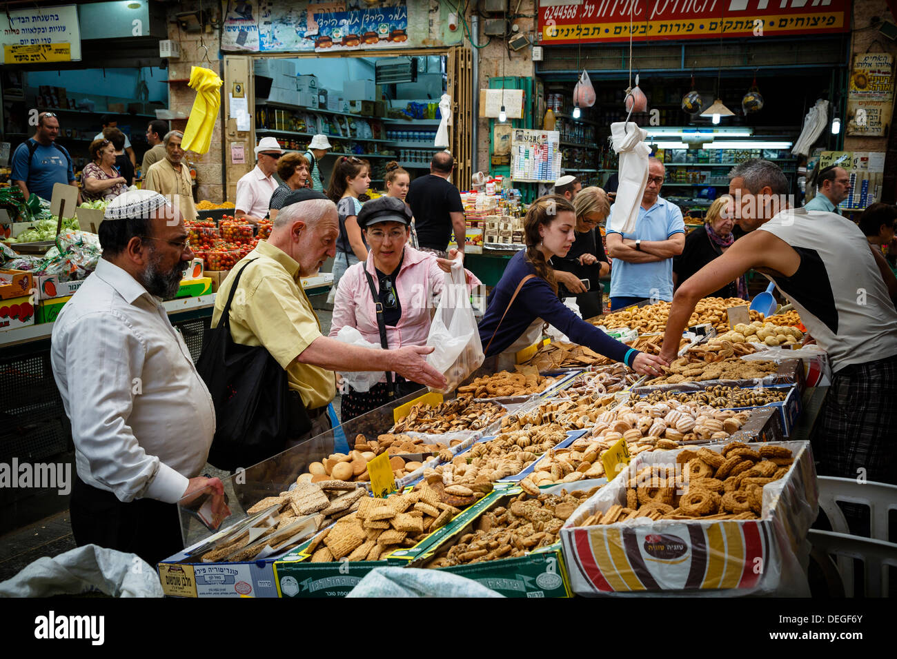 Mahane Yehuda Market, Gerusalemme, Israele, Medio Oriente Foto Stock