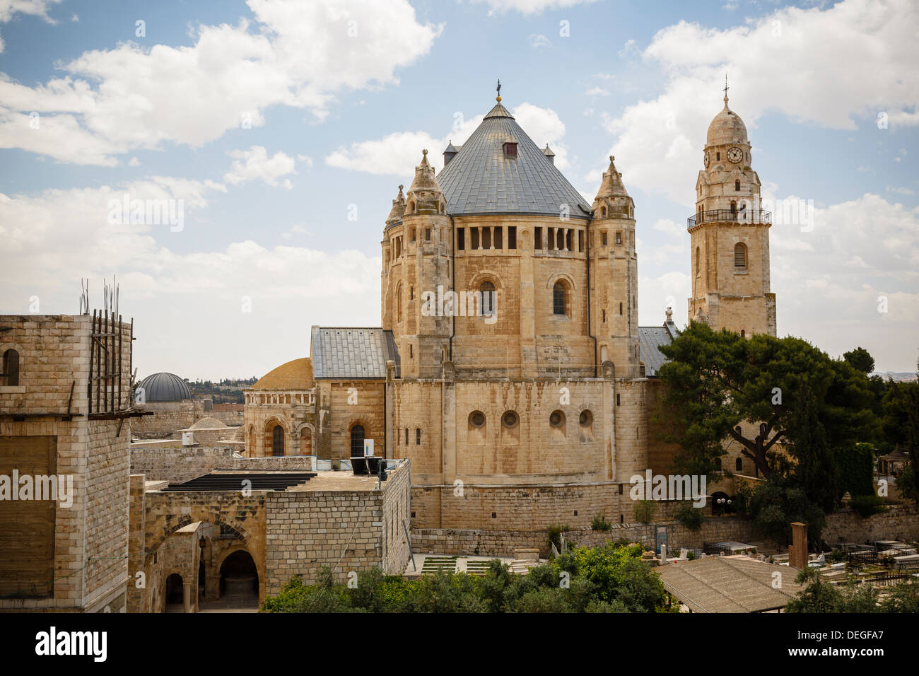 La chiesa della Dormizione sul monte Sion e a Gerusalemme, Israele, Medio Oriente Foto Stock