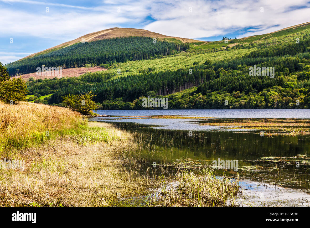 Vista sopra il serbatoio di Elisabetta in Brecon Beacons, Wales, Regno Unito Foto Stock
