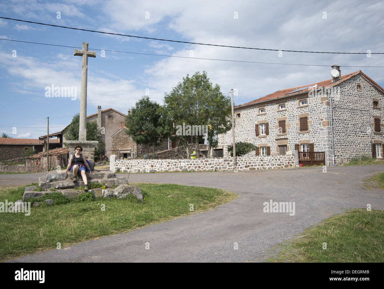Il pittoresco villaggio di le Chier sulla rotta GR65, il Camino de Santiago, Francia Foto Stock