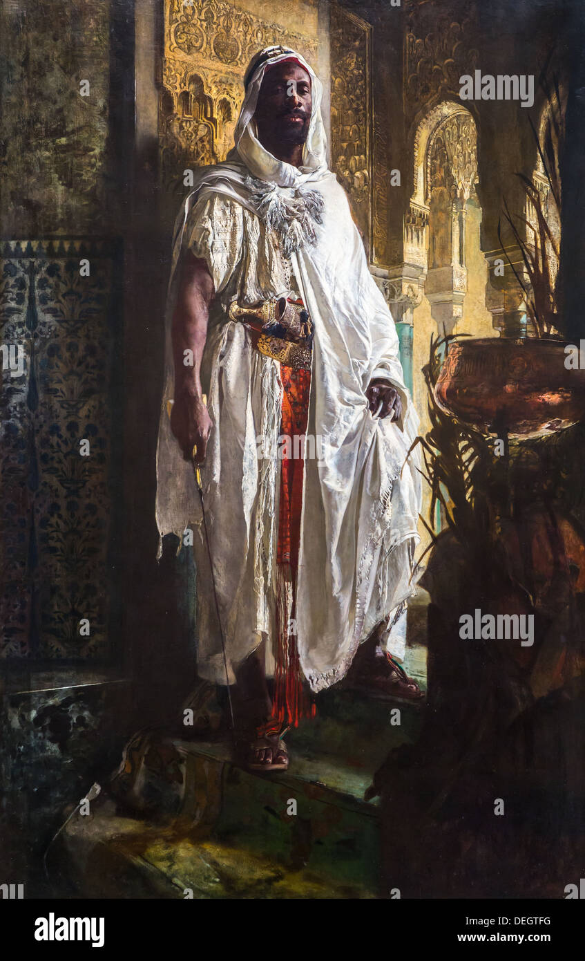 Xix secolo - il capo moresco, l'Harem Guardia, 1878 - Eduard Charlemont olio su tela Foto Stock